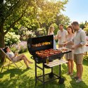 Grill węglowy ogrodowy z pokrywą termometr popielnik drewniane półki MultiGarden