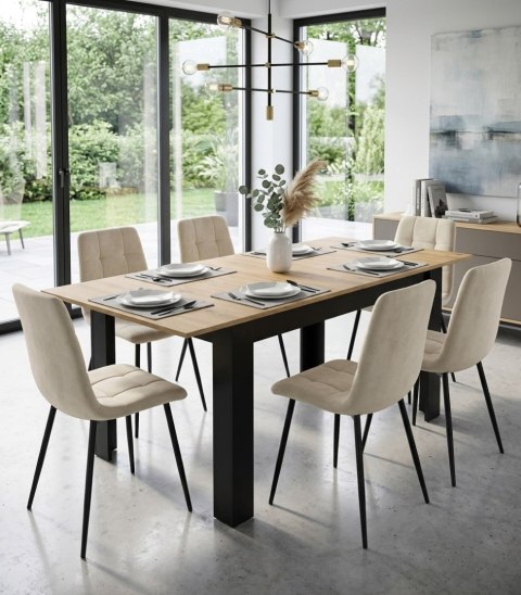 Stół rozkładany prostokątny 120-160x80 cm do kuchni jadalni dla 4-6 osób dąb artisan