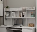 Biurko KUBA Z NADSTAWKĄ BIAŁE + Fotel CZARNY REMUS Zestaw 6 Szuflad