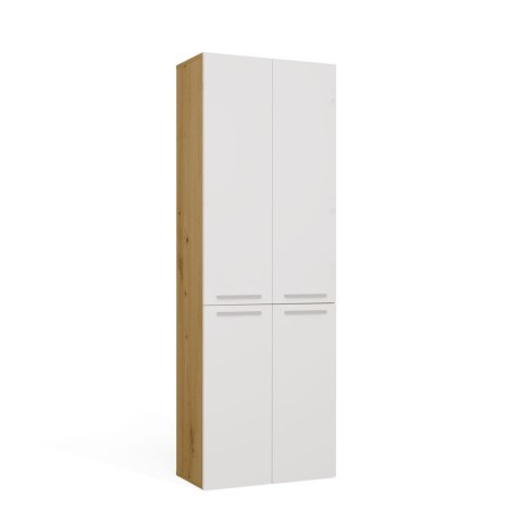 Szafka Łazienkowa Stojąca Słupek Biała Dąb Artisan z koszem 60 cm Lena 1KDD