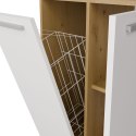 Szafka Łazienkowa NEL 1K DK Regał Słupek z Koszem Na Pranie DĄB ARTISAN / BIEL