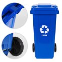 Zestaw 4 koszy na śmieci pojemniki 4x240L niebieski zielony żółty czarny makulatura szkło plastik odpady zmieszane gumowe koła