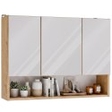 Szafka Łazienkowa Wisząca z Lustrem półką 3 drzwi 80cm Dąb Artisan Lapo 3LP