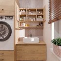 Szafka Łazienkowa Wisząca z Lustrem półką 3 drzwi 80cm Dąb Artisan Lapo 3LP