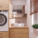 Szafka Łazienkowa Wisząca z Lustrem półką 3 drzwi 80cm Dąb Artisan Lapo 3LP