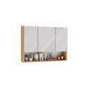 Szafka Łazienkowa Wisząca z Lustrem półką 3 drzwi 80cm Dąb Artisan Lapo 3LP