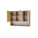 Szafka Łazienkowa Wisząca z Lustrem półką 3 drzwi 80cm Dąb Artisan Lapo 3LP