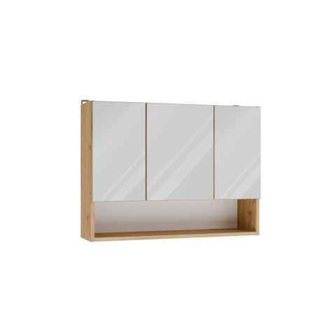 Szafka Łazienkowa Wisząca z Lustrem półką 3 drzwi 80cm Dąb Artisan Lapo 3LP