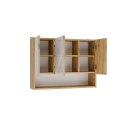 Szafka Łazienkowa Wisząca z Lustrem półką 3 drzwi 80cm Dąb Artisan Lapo 3LP