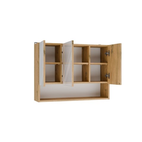 Szafka Łazienkowa Wisząca z Lustrem półką 3 drzwi 80cm Dąb Artisan Lapo 3LP