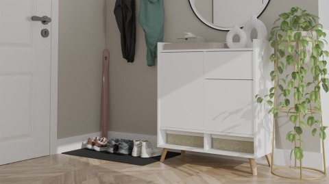 Komoda Biała Kalina 80x92x35 cm Szafka 2 Szafki 1 Szuflada Na Nóżkach