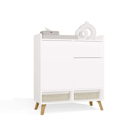 Komoda Biała Kalina 80x92x35 cm Szafka 2 Szafki 1 Szuflada Na Nóżkach