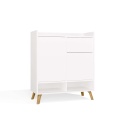 Komoda Biała Kalina 80x92x35 cm Szafka 2 Szafki 1 Szuflada Na Nóżkach