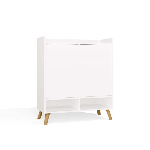 Komoda Biała Kalina 80x92x35 cm Szafka 2 Szafki 1 Szuflada Na Nóżkach