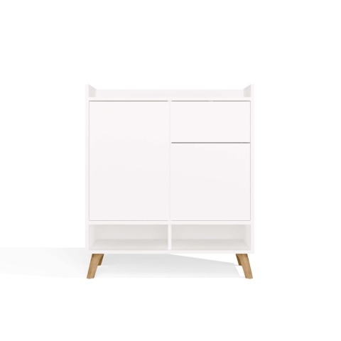 Komoda Biała Kalina 80x92x35 cm Szafka 2 Szafki 1 Szuflada Na Nóżkach
