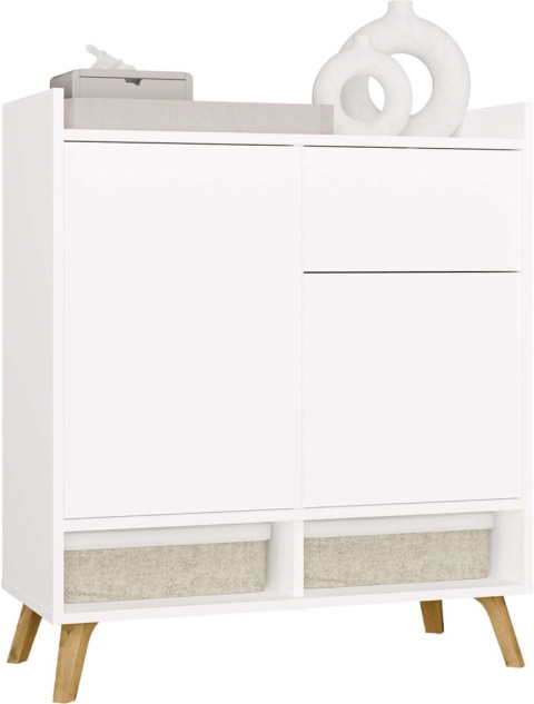 Komoda Biała Kalina 80x92x35 cm Szafka 2 Szafki 1 Szuflada Na Nóżkach