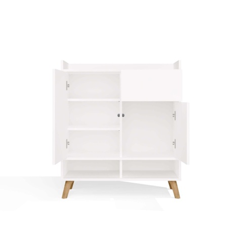 Komoda Biała Kalina 80x92x35 cm Szafka 2 Szafki 1 Szuflada Na Nóżkach