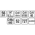 YATO YT-14501 ZESTAW NARZĘDZIOWY 1/4'' 56 CZĘŚCI YATO