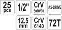 YATO YT-12671 ZESTAW NARZĘDZIOWY 25 CZĘŚCI 1/2'' YATO