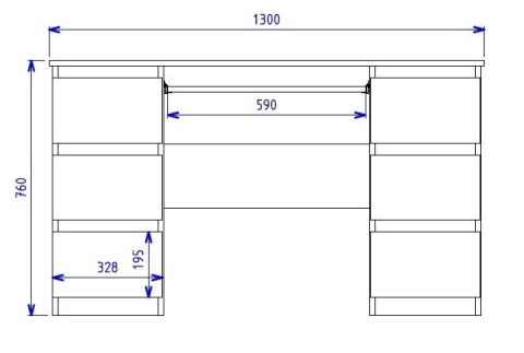 Biurko Komputerowe 130 cm z 6 Szufladami Blat Szkolne Solidne Karol Białe