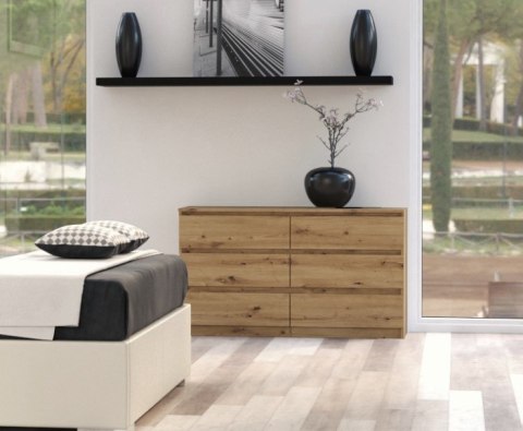 Komoda z szufladami Lilia L6 140 cm Duża Do Salonu Pojemna Dąb Artisan