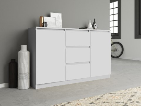 Komoda Szafka z Szufladami 120x75x40 cm Do Salonu Duża Biała Mat Lilia 2D3S