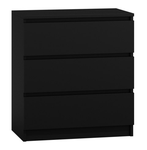 Komoda z 3 szufladami Lilia 70 cm Duża Do Salonu Pojemna Czarna Mat