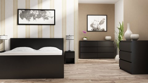 Komoda z 3 szufladami Lilia 70 cm Duża Do Salonu Pojemna Czarna Mat