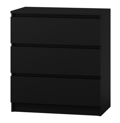 Komoda z 3 szufladami Lilia 70 cm Duża Do Salonu Pojemna Czarna Mat