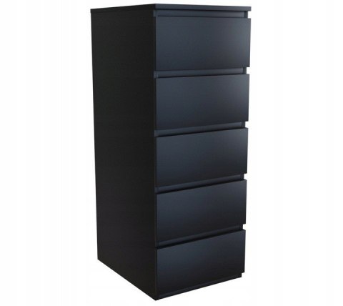Komoda z 5 Szufladami Do Salonu 40x111x45 Wąska Czarna Pojemna Lilia L5W