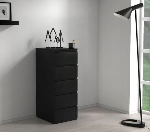 Komoda z 5 Szufladami Do Salonu 40x111x45 Wąska Czarna Pojemna Lilia L5W