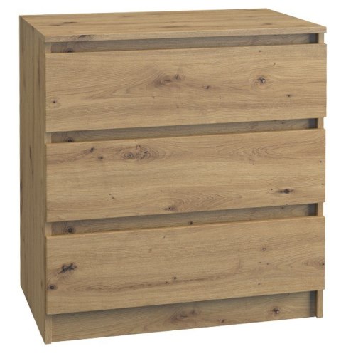 Komoda z 3 szufladami Lilia 70 cm Duża Do Salonu Pojemna Dąb Artisan