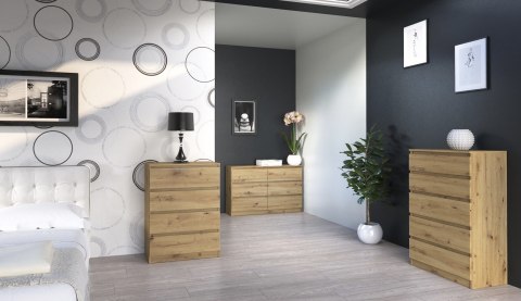 Komoda z 3 szufladami Lilia 70 cm Duża Do Salonu Pojemna Dąb Artisan