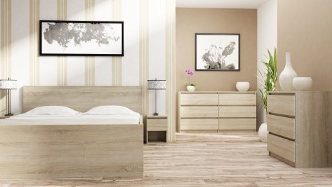 Komoda z szufladami Lilia L6 140 cm Duża Do Salonu Pojemna Dąb Sonoma