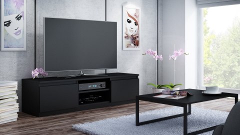 Szafka RTV Komoda Pod Telewizor Stolik Półka Czarna Lilia 140 cm Stojąca