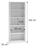REGAŁ NA KSIĄŻKI SEGREGATORY BIUROWY OTWARTY 60x182x30 CM 5x PÓŁKA SONOMA