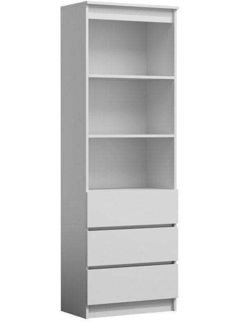Regał Na Książki Segregatory Półka x3 Biurowy Do Salonu Roxi 60 cm Biały