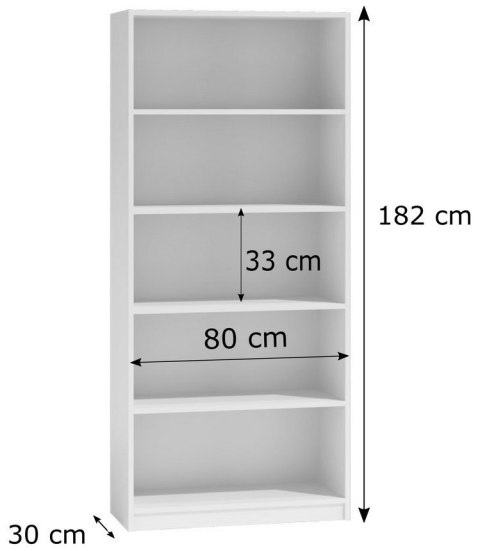 Regał Na Książki Segregatory Półka x5 Biurowy Do Salonu R80CM Artisan