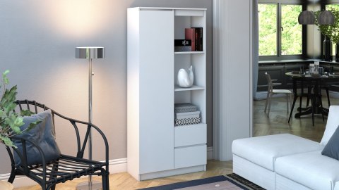 Regał Na Książki Biały Segregatory Półka x7 Biurowy Do Salonu Ben 80 cm