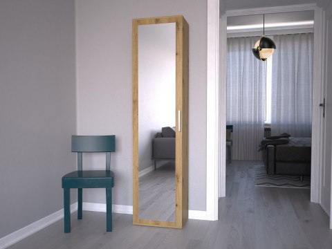 Szafa z Lustrem 50 cm Na Ubrania do Przedpokoju Wieszak Półki Artisan DUET