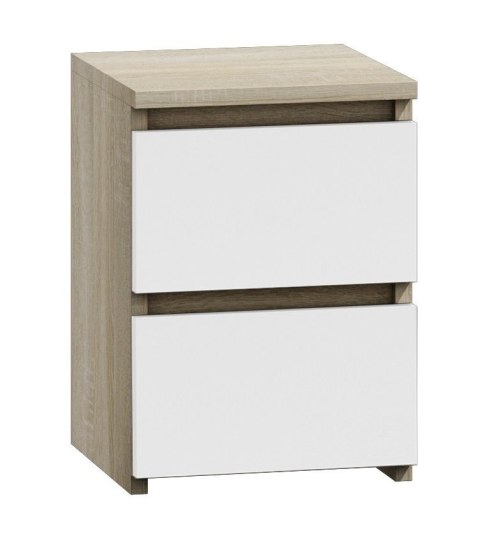 Szafka Nocna Stolik Nocny 2 Szuflady 30 cm Do Sypialni Sonoma Biel Lilia L2