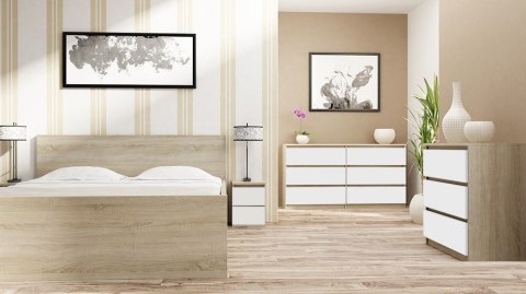 Szafka Nocna Stolik Nocny 2 Szuflady 30 cm Do Sypialni Sonoma Biel Lilia L2