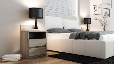 Szafka Nocna Stolik Nocny 2 Szuflady 40cm Do Sypialni Sonoma Lilia L1 Półka