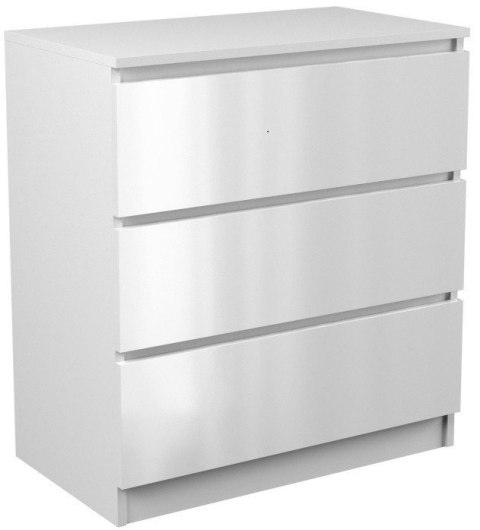 Komoda z 3 szufladami Lilia 70 cm Duża Do Salonu Pojemna Biała Połysk
