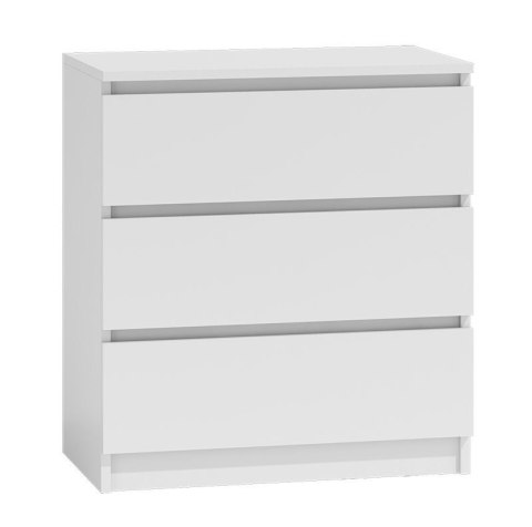 Komoda z 3 szufladami Lilia 70 cm Duża Do Salonu Pojemna Biała Mat