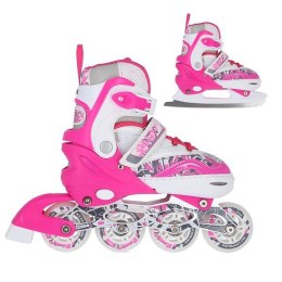 NF10927 A 2W1 DARK PINK ROZM.L(39-42) ŁYŻWOROLKI Z WYM. PŁ. FIGUROWĄ NILS EXTREME