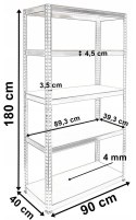 REGAŁ MAGAZYNOWY 180X90X40 METALOWY MDF 5X 175 KG