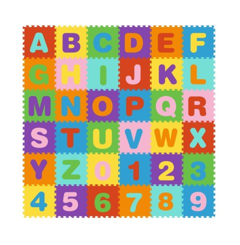 DUŻA MATA PIANKOWA EVA DLA DZIECI LITERY CYFRY PUZZLE 36 ELEMENTÓW 178X178