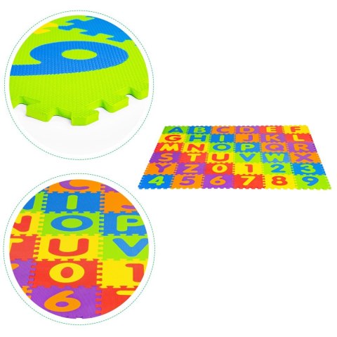 DUŻA MATA PIANKOWA EVA DLA DZIECI LITERY CYFRY PUZZLE 36 ELEMENTÓW 178X178