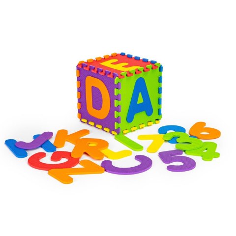 DUŻA MATA PIANKOWA EVA DLA DZIECI LITERY CYFRY PUZZLE 36 ELEMENTÓW 178X178